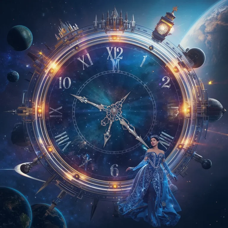 Floating Crystal Empire Around Giant Cosmic Clock Face Prompt | prompt seen trending instagram — AI image prompt