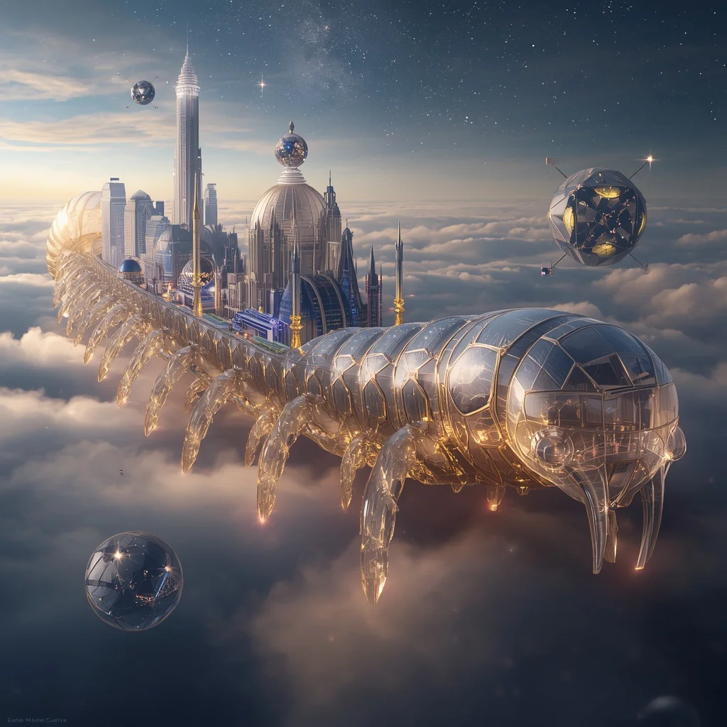 Giant Floating Luxury Metropolis On Crystal Centipede Prompt | Instagram AI Prompt — AI image prompt