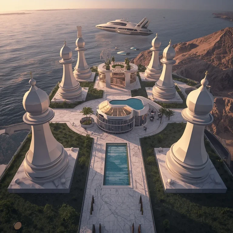 Luxury Chess Piece Resort Architecture Concept | modern ai prompt — AI image prompt