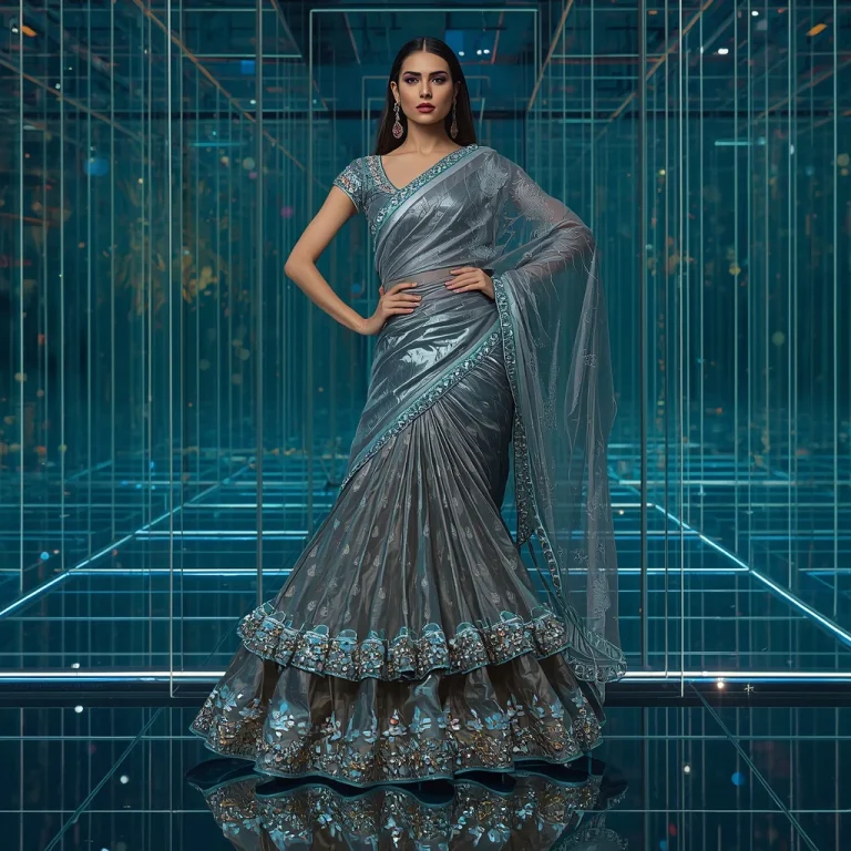 Mirror Armor Saree with Futuristic Glass Maze | new prompt chatgpt — AI image prompt