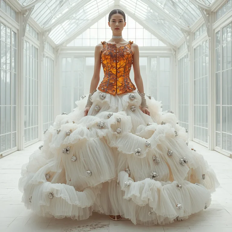 Molten Volcanic Glass Corset with Ethereal White Silk Cloud-Train | aesthetic prompt for ChatGPT — AI image prompt