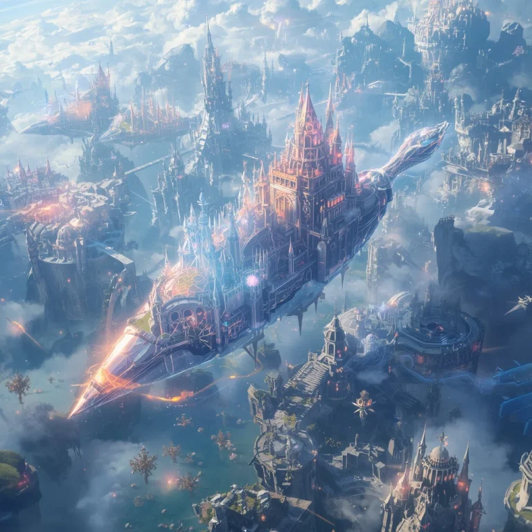 Royal Civilization Existing on Giant Floating Crystal Paintbrushes Creating New Continents | instagram ai prompt — AI image prompt