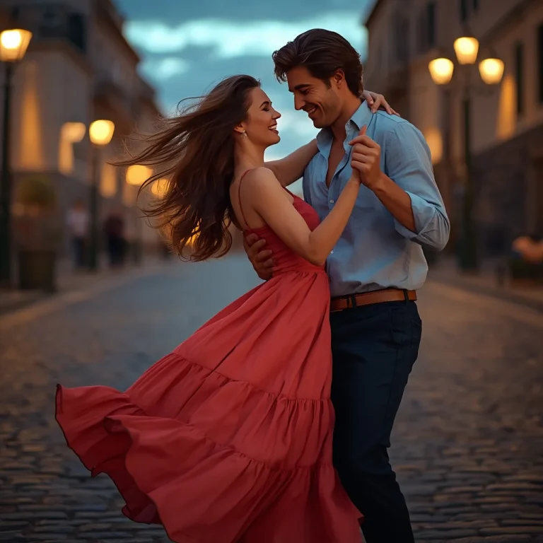 A Romantic Couple Sharing a Joyful Dance Under Twilight Sky | Prompt seen trending boy 2026 Instagram — AI image prompt