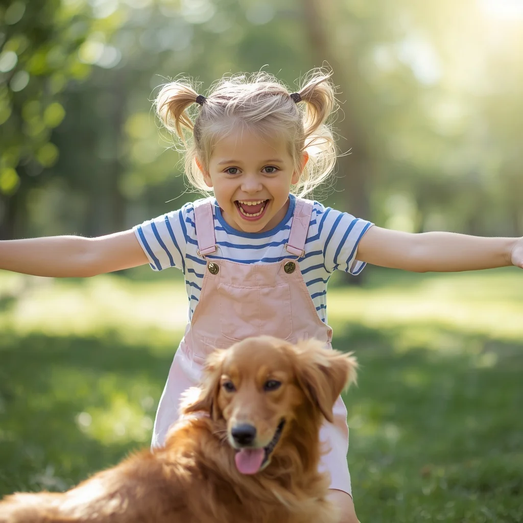 Cute Girl’s Enthusiastic Animal Adventure | whatsapp dp ai prompt — AI image prompt