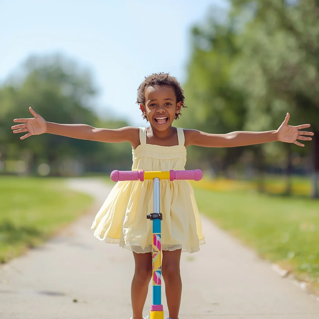 Cute Girl’s Joyful Park Scooter Adventure | prompt for gemini ai girl style trending instagram link — AI image prompt