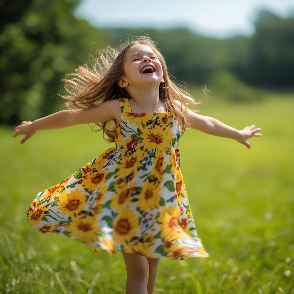 Cute Girl’s Twirling Summer Fun | Chatgpt prompt for look for girl — AI image prompt