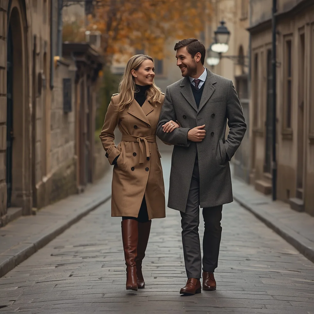 Elegant Couple Strolling Through a Historic European City | best ai prompt 2026 — AI image prompt