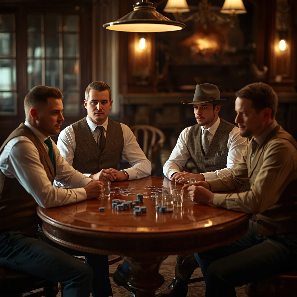 Men’s Sophisticated Western Wear: A Poker Game in a Classic Saloon | Gemini prompt rose boy — AI image prompt