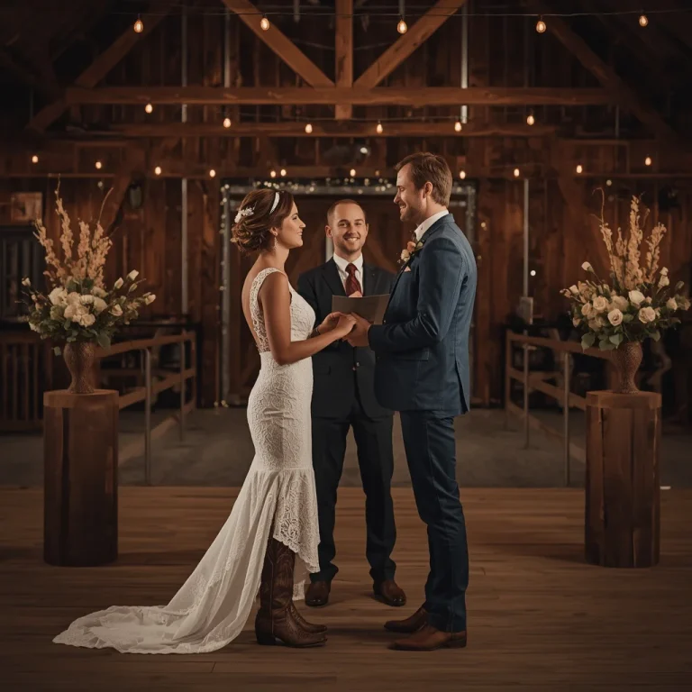 Romantic Couple’s Rustic Wedding in a Barn with Western Attire | husband wife ai prompt — AI image prompt