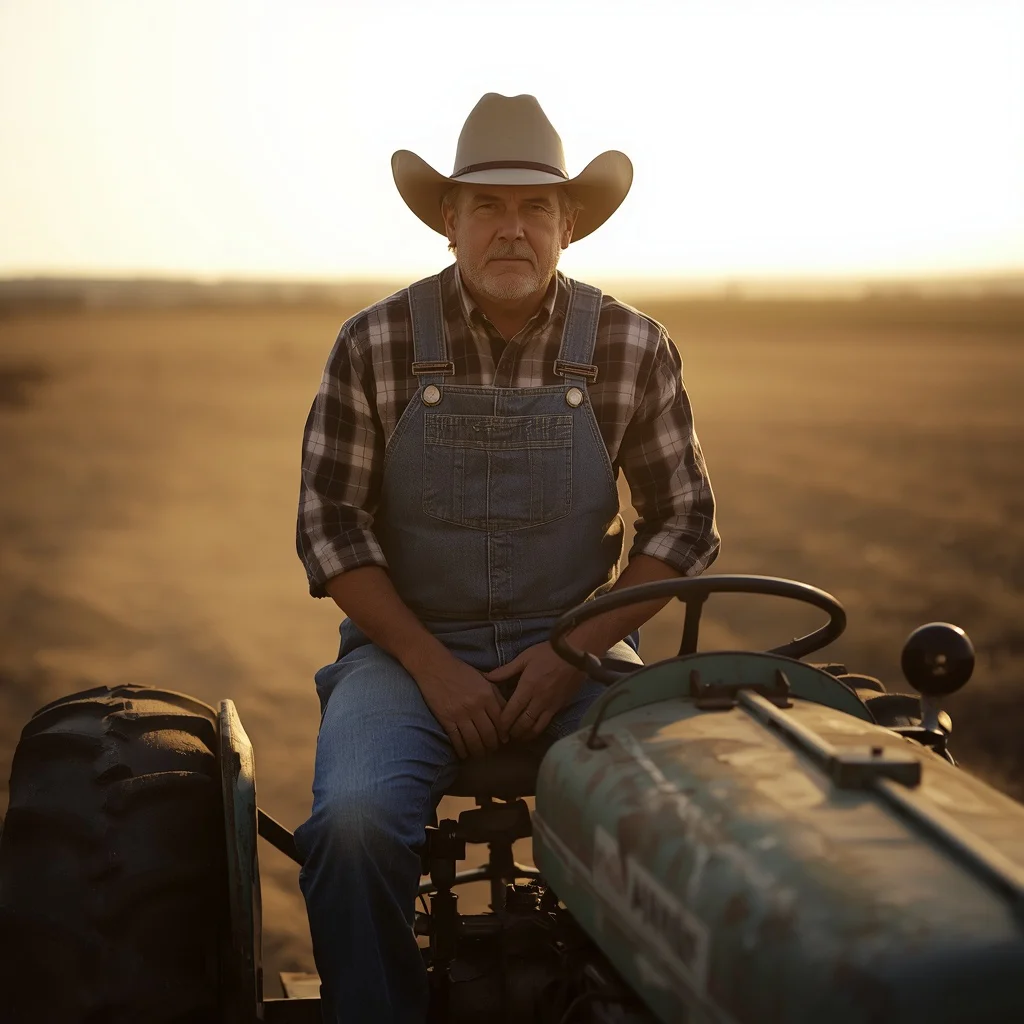Western Theme Outfit Male: Rancher on a Tractor, Golden Hour | Best traditional ai prompts for men — AI image prompt